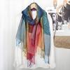 imageFashion Womens Silk Scarf Luxury Satin Shawl WrapsWatercolor