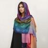 imageFashion Womens Silk Scarf Luxury Satin Shawl WrapsWatercolor