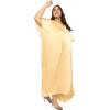imagePlus Size Kaftan Women Dress Comfortable Solid Satin Nighty Maxi Dresses Kimono Sleeve Nightwear CaftanBeige Gold