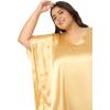 imagePlus Size Kaftan Women Dress Comfortable Solid Satin Nighty Maxi Dresses Kimono Sleeve Nightwear CaftanBeige Gold