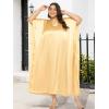 imagePlus Size Kaftan Women Dress Comfortable Solid Satin Nighty Maxi Dresses Kimono Sleeve Nightwear CaftanBeige Gold