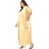 imagePlus Size Kaftan Women Dress Comfortable Solid Satin Nighty Maxi Dresses Kimono Sleeve Nightwear CaftanBeige Gold