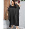 imagePlus Size Kaftan Women Dress Comfortable Solid Satin Nighty Maxi Dresses Kimono Sleeve Nightwear CaftanBlack
