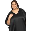 imagePlus Size Kaftan Women Dress Comfortable Solid Satin Nighty Maxi Dresses Kimono Sleeve Nightwear CaftanBlack