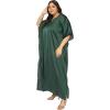 imagePlus Size Kaftan Women Dress Comfortable Solid Satin Nighty Maxi Dresses Kimono Sleeve Nightwear CaftanBottle Green