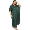 imagePlus Size Kaftan Women Dress Comfortable Solid Satin Nighty Maxi Dresses Kimono Sleeve Nightwear CaftanBottle Green