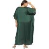 imagePlus Size Kaftan Women Dress Comfortable Solid Satin Nighty Maxi Dresses Kimono Sleeve Nightwear CaftanBottle Green