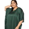 imagePlus Size Kaftan Women Dress Comfortable Solid Satin Nighty Maxi Dresses Kimono Sleeve Nightwear CaftanBottle Green