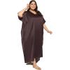 imagePlus Size Kaftan Women Dress Comfortable Solid Satin Nighty Maxi Dresses Kimono Sleeve Nightwear CaftanChocolate Brown