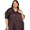 imagePlus Size Kaftan Women Dress Comfortable Solid Satin Nighty Maxi Dresses Kimono Sleeve Nightwear CaftanChocolate Brown