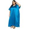 imagePlus Size Kaftan Women Dress Comfortable Solid Satin Nighty Maxi Dresses Kimono Sleeve Nightwear CaftanCorsair Blue