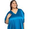 imagePlus Size Kaftan Women Dress Comfortable Solid Satin Nighty Maxi Dresses Kimono Sleeve Nightwear CaftanCorsair Blue