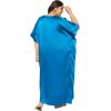 imagePlus Size Kaftan Women Dress Comfortable Solid Satin Nighty Maxi Dresses Kimono Sleeve Nightwear CaftanCorsair Blue