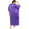 imagePlus Size Kaftan Women Dress Comfortable Solid Satin Nighty Maxi Dresses Kimono Sleeve Nightwear CaftanDark Purple