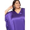 imagePlus Size Kaftan Women Dress Comfortable Solid Satin Nighty Maxi Dresses Kimono Sleeve Nightwear CaftanDark Purple