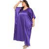 imagePlus Size Kaftan Women Dress Comfortable Solid Satin Nighty Maxi Dresses Kimono Sleeve Nightwear CaftanDark Purple