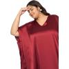 imagePlus Size Kaftan Women Dress Comfortable Solid Satin Nighty Maxi Dresses Kimono Sleeve Nightwear CaftanMaroonWine