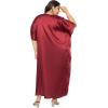 imagePlus Size Kaftan Women Dress Comfortable Solid Satin Nighty Maxi Dresses Kimono Sleeve Nightwear CaftanMaroonWine