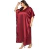 imagePlus Size Kaftan Women Dress Comfortable Solid Satin Nighty Maxi Dresses Kimono Sleeve Nightwear CaftanMaroonWine