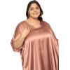 imagePlus Size Kaftan Women Dress Comfortable Solid Satin Nighty Maxi Dresses Kimono Sleeve Nightwear CaftanNude Brown