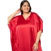 imagePlus Size Kaftan Women Dress Comfortable Solid Satin Nighty Maxi Dresses Kimono Sleeve Nightwear CaftanRed