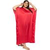 imagePlus Size Kaftan Women Dress Comfortable Solid Satin Nighty Maxi Dresses Kimono Sleeve Nightwear CaftanRed