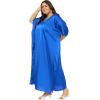 imagePlus Size Kaftan Women Dress Comfortable Solid Satin Nighty Maxi Dresses Kimono Sleeve Nightwear CaftanRoyal Blue