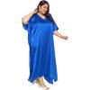 imagePlus Size Kaftan Women Dress Comfortable Solid Satin Nighty Maxi Dresses Kimono Sleeve Nightwear CaftanRoyal Blue