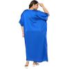 imagePlus Size Kaftan Women Dress Comfortable Solid Satin Nighty Maxi Dresses Kimono Sleeve Nightwear CaftanRoyal Blue