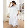 imagePlus Size Kaftan Women Dress Comfortable Solid Satin Nighty Maxi Dresses Kimono Sleeve Nightwear CaftanWhite