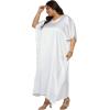 imagePlus Size Kaftan Women Dress Comfortable Solid Satin Nighty Maxi Dresses Kimono Sleeve Nightwear CaftanWhite