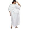 imagePlus Size Kaftan Women Dress Comfortable Solid Satin Nighty Maxi Dresses Kimono Sleeve Nightwear CaftanWhite