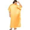 imagePlus Size Kaftan Women Dress Comfortable Solid Satin Nighty Maxi Dresses Kimono Sleeve Nightwear CaftanYellow