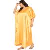 imagePlus Size Kaftan Women Dress Comfortable Solid Satin Nighty Maxi Dresses Kimono Sleeve Nightwear CaftanYellow