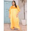 imagePlus Size Kaftan Women Dress Comfortable Solid Satin Nighty Maxi Dresses Kimono Sleeve Nightwear CaftanYellow