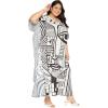 imagePlus Size Women Kaftan Dress Kimono Sleeve Casual Maxi Dresses Beach Cover Up for LadiesBlack  White