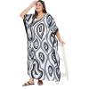 imagePlus Size Women Kaftan Dress Kimono Sleeve Casual Maxi Dresses Beach Cover Up for LadiesBlack Abstract Caftans