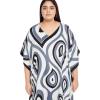 imagePlus Size Women Kaftan Dress Kimono Sleeve Casual Maxi Dresses Beach Cover Up for LadiesBlack Abstract Caftans