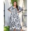 imagePlus Size Women Kaftan Dress Kimono Sleeve Casual Maxi Dresses Beach Cover Up for LadiesBlack Abstract Caftans