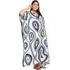 imagePlus Size Women Kaftan Dress Kimono Sleeve Casual Maxi Dresses Beach Cover Up for LadiesBlack Abstract Caftans