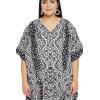 imagePlus Size Women Kaftan Dress Kimono Sleeve Casual Maxi Dresses Beach Cover Up for LadiesBlack Ethnic Print