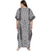 imagePlus Size Women Kaftan Dress Kimono Sleeve Casual Maxi Dresses Beach Cover Up for LadiesBlack Ethnic Print