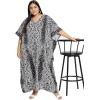 imagePlus Size Women Kaftan Dress Kimono Sleeve Casual Maxi Dresses Beach Cover Up for LadiesBlack Ethnic Print