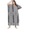 imagePlus Size Women Kaftan Dress Kimono Sleeve Casual Maxi Dresses Beach Cover Up for LadiesBlack Ethnic Print