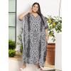 imagePlus Size Women Kaftan Dress Kimono Sleeve Casual Maxi Dresses Beach Cover Up for LadiesBlack Ethnic Print