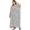 imagePlus Size Women Kaftan Dress Kimono Sleeve Casual Maxi Dresses Beach Cover Up for LadiesBlack Leopard Print