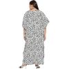 imagePlus Size Women Kaftan Dress Kimono Sleeve Casual Maxi Dresses Beach Cover Up for LadiesBlack Leopard Print
