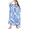 imagePlus Size Women Kaftan Dress Kimono Sleeve Casual Maxi Dresses Beach Cover Up for LadiesBlue