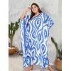 imagePlus Size Women Kaftan Dress Kimono Sleeve Casual Maxi Dresses Beach Cover Up for LadiesBlue
