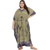 imagePlus Size Women Kaftan Dress Kimono Sleeve Casual Maxi Dresses Beach Cover Up for LadiesGreen Trible Print